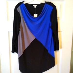 Cato color block blue and black blouse. Medium